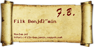 Filk Benjámin névjegykártya